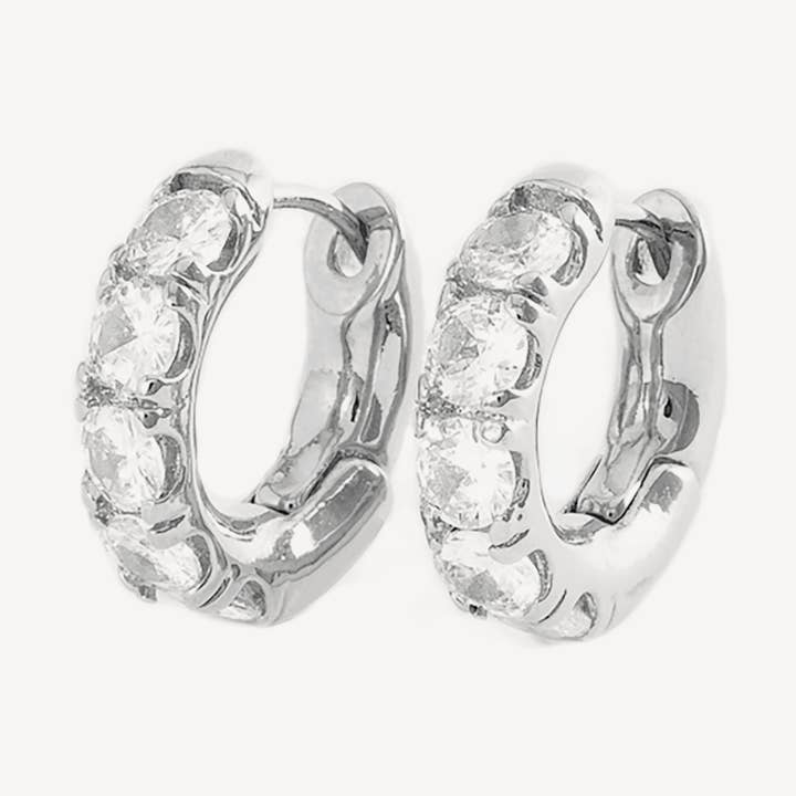 HYE JANE - Wholesale Huggie Earrings - Silver Veronica Lodge Chubby Pave Huggie0