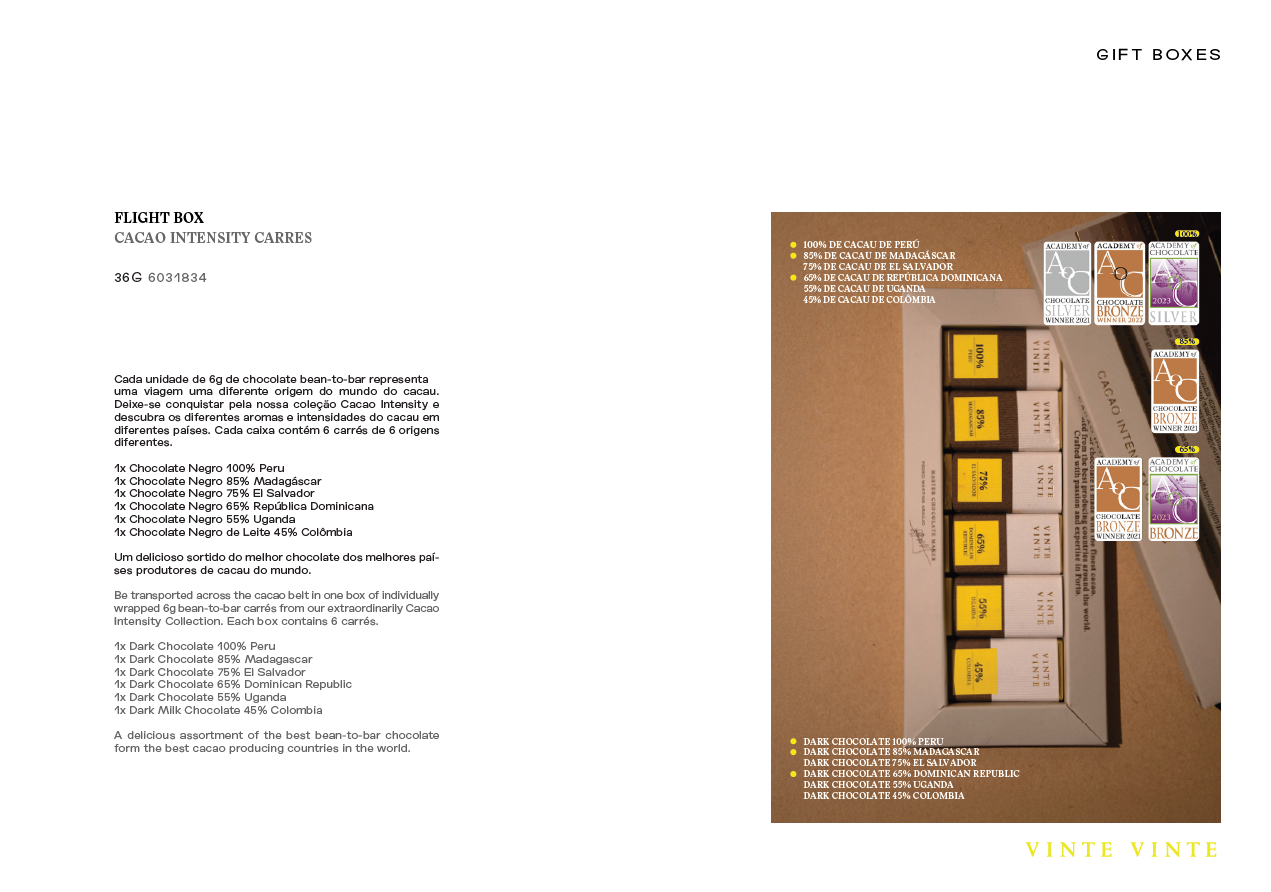 Vinte Vinte Chocolate - Wholesale Chocolate Box - CX CARRE ORIGENS INTENSITY 6G2