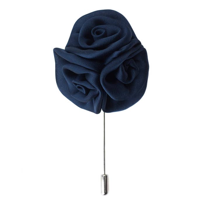 Triple Rose Lapel Pin, Midnight Blue for wholesale by Mrlapel