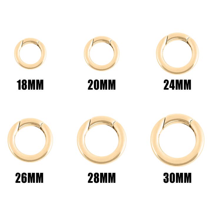WJW - Wholesale Clasp - 18K Gold PVD Stainless Steel Circle Carabiner Charm Clasp