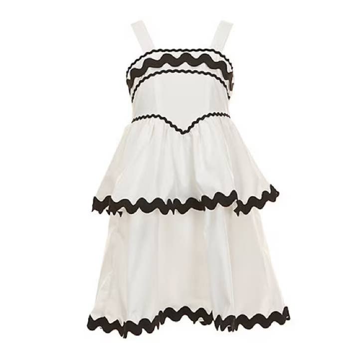 Abito senza maniche con stampa ric rac a vita bassa per ragazze. per la vendita all'ingrosso da parte di Ava & Yelly