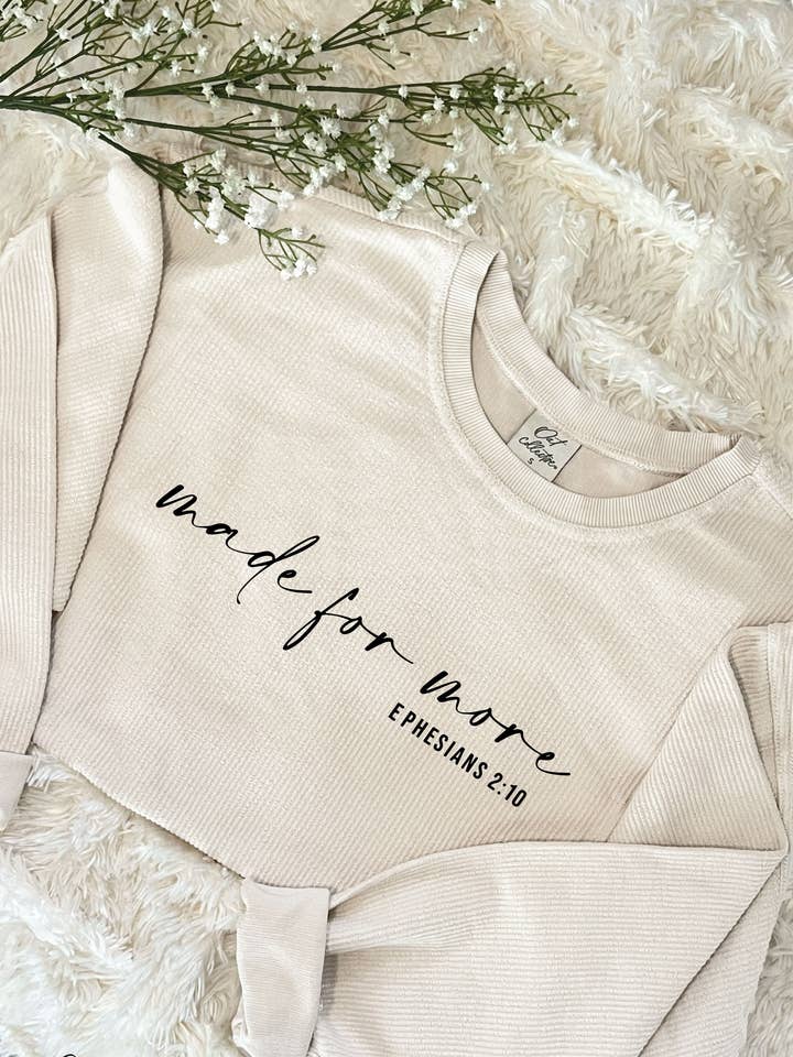 MADE FOR MORE Cropped Thermal Thermal Vintage Pullover for wholesale by OAT COLLECTIVE