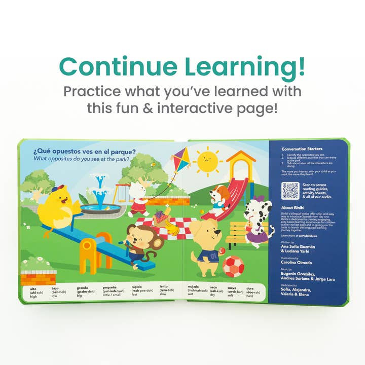 Binibi - Wholesale Book - Kids - Bilingual Music Book About Opposites: Opuestos en el parque