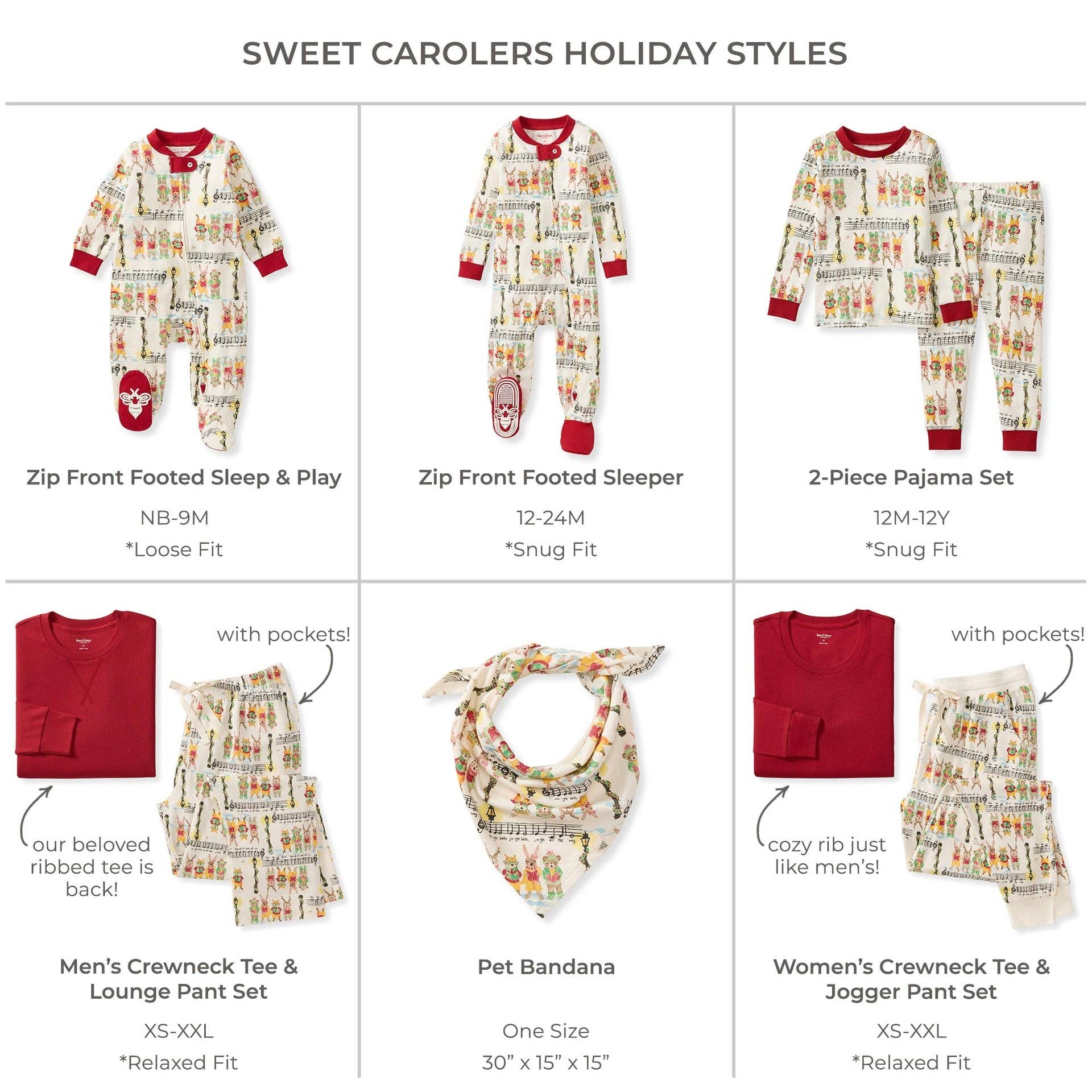 Burt's Bees Baby - Wholesale Sleepwear Set - Unisex - Mens Sweet Carolers Matching Family Pajamas9