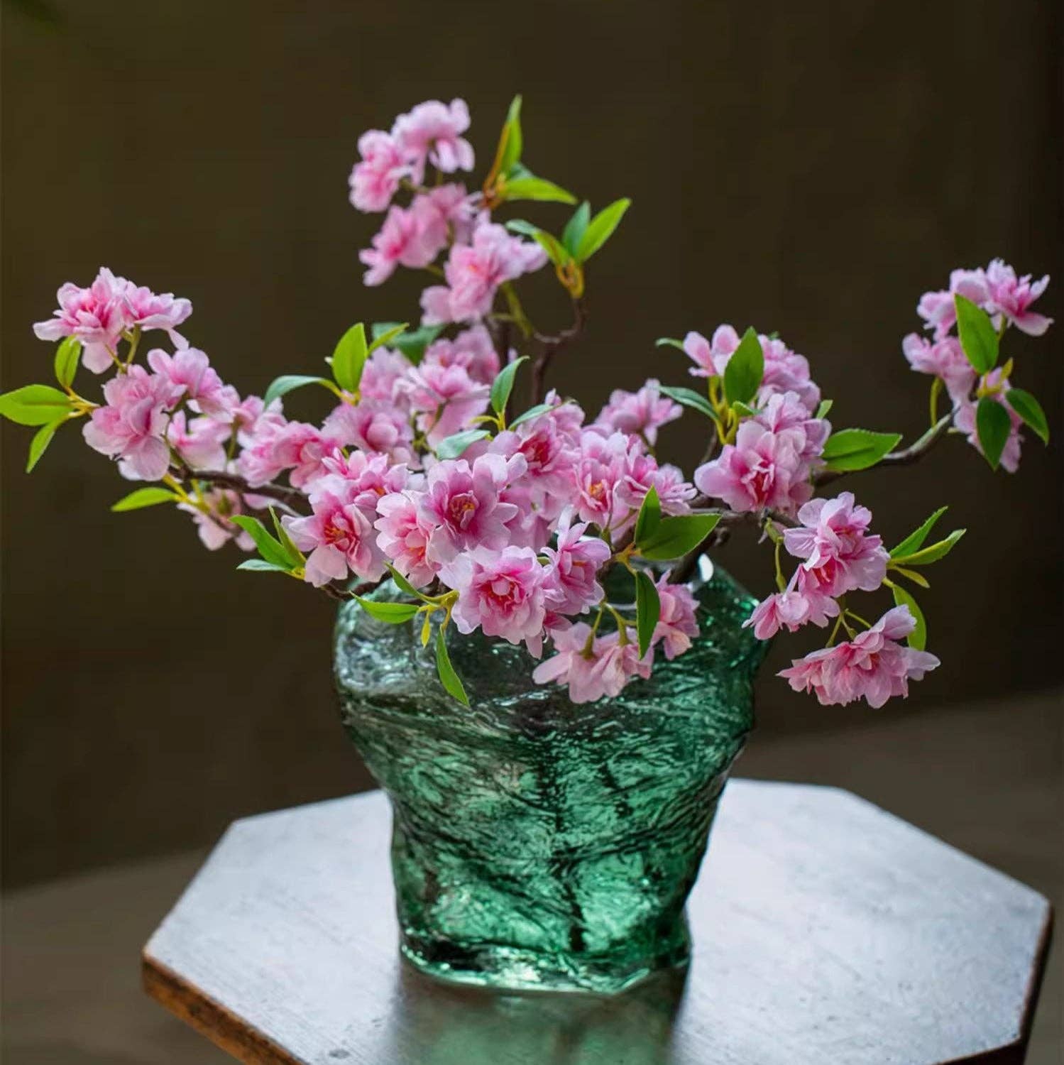 Rustic Reach - Wholesale Artificial Flowers - Small Peach Blossom Flower Stem 16.5" Tall1