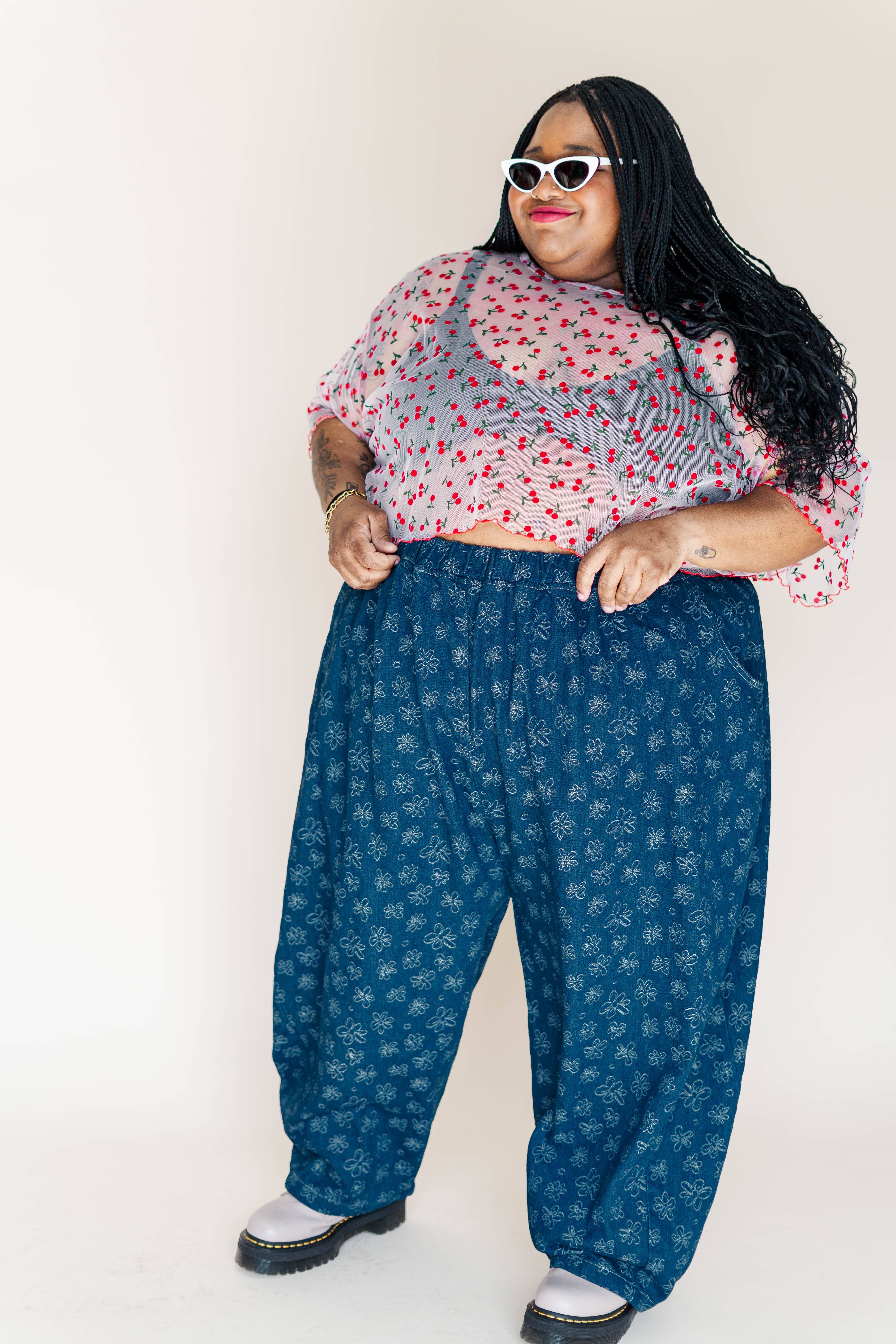 Nettle Studios - Wholesale Pants - Unisex - Size Inclusive Gender Neutral Dark Daisy Denim Balloon Pant5