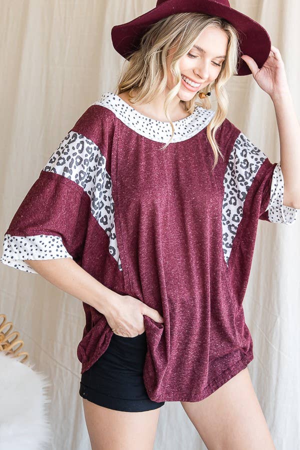 JADE BY JANE - Wholesale Tunic - Women's - ANIMAL PRINT TRIM BOAT NECK TUNIC15