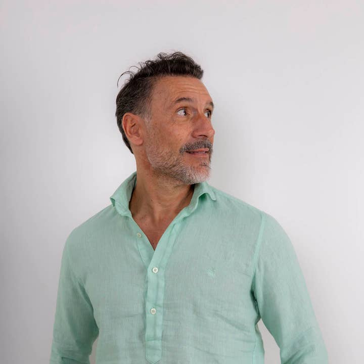 Water Green Linen T-Shirt for wholesale by Custi Mikelo: Men's Clothing & Christmas Gifts