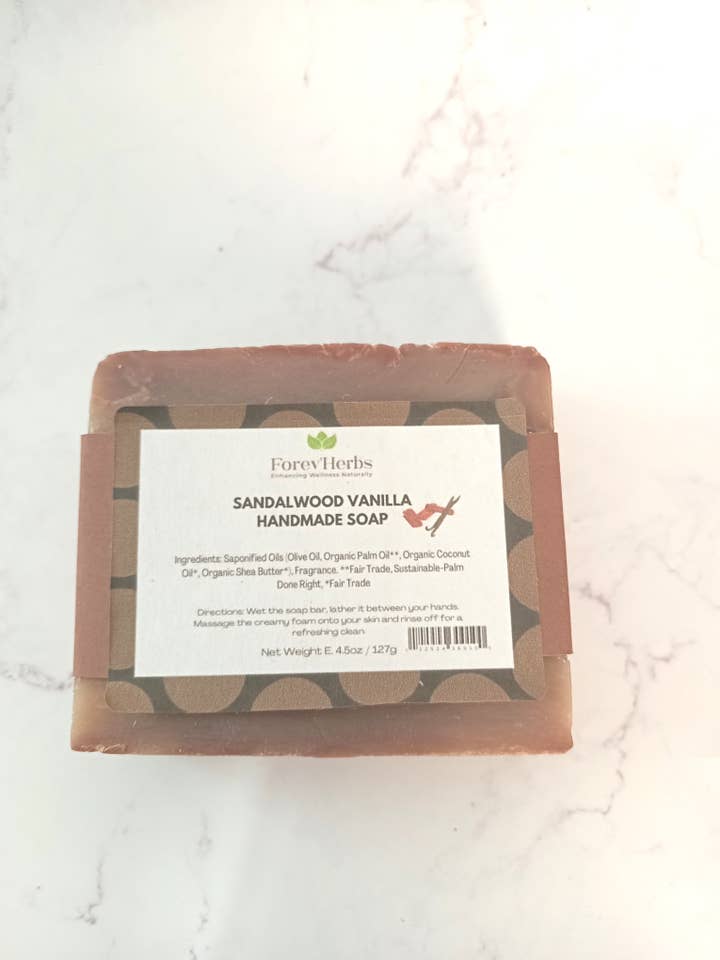 Jabón hecho a mano de sándalo y vainilla para venta al por mayor de Forev'Herbs