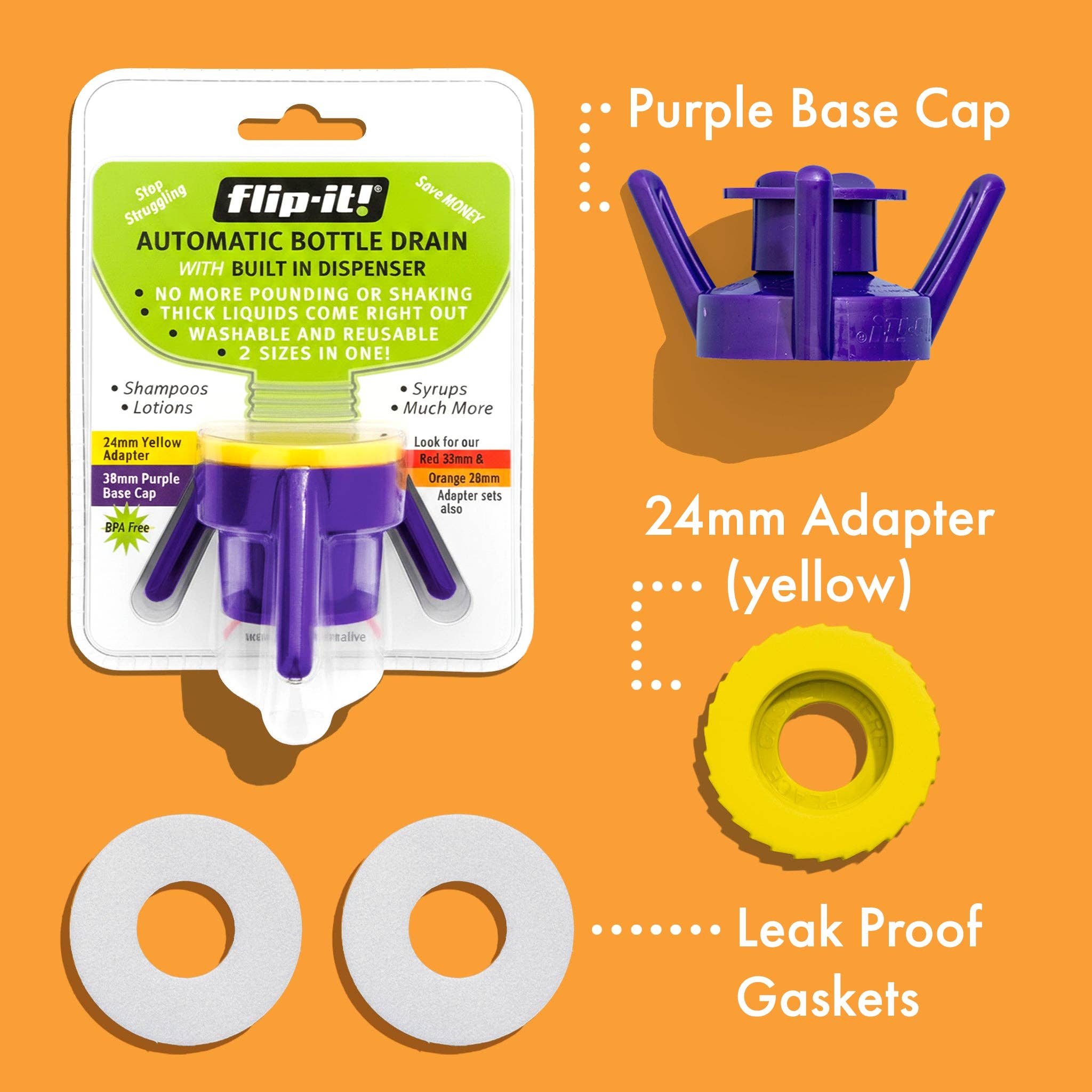 Flip-It! - Wholesale Kitchen Tool/Gadget - Dispensing Stand + 24MM Adapter (Yellow)1