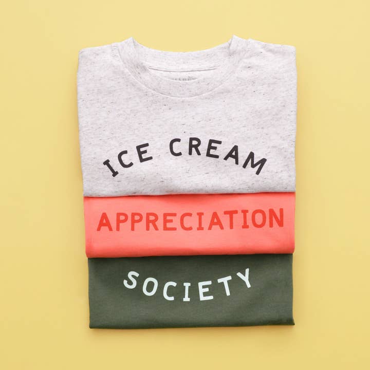 Alphabet Bags - Wholesale Screen Printed T-Shirt - Kids - Ice Cream Appreciation Society - Kid's Tee - Cookies & Cream