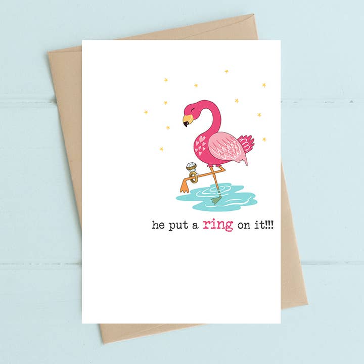 Dandelion Stationery – wholesale Engagement card – He Put A Ring On It! - Engagement Greetings Card
