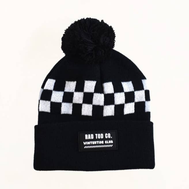 ONYX CHECKS TODDLER BEANIE for wholesale by Rad Toddler Co.