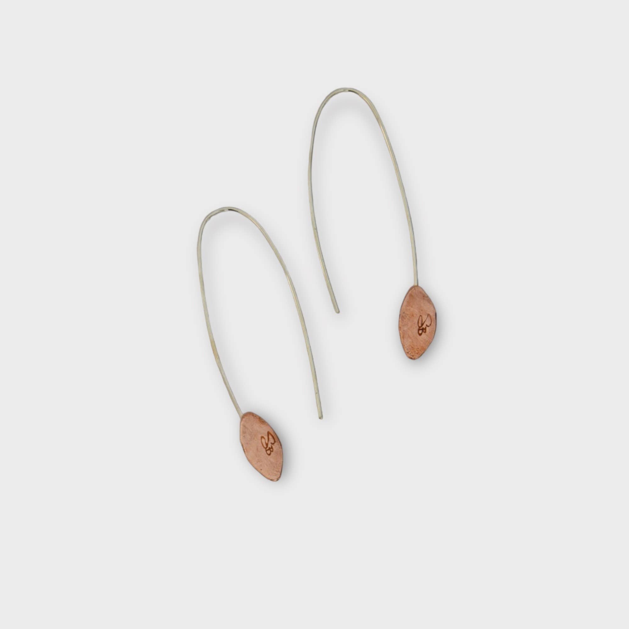 Sincerely Sarah - Wholesale Dangle Earrings - Copper Leaf Earring Threader Long2