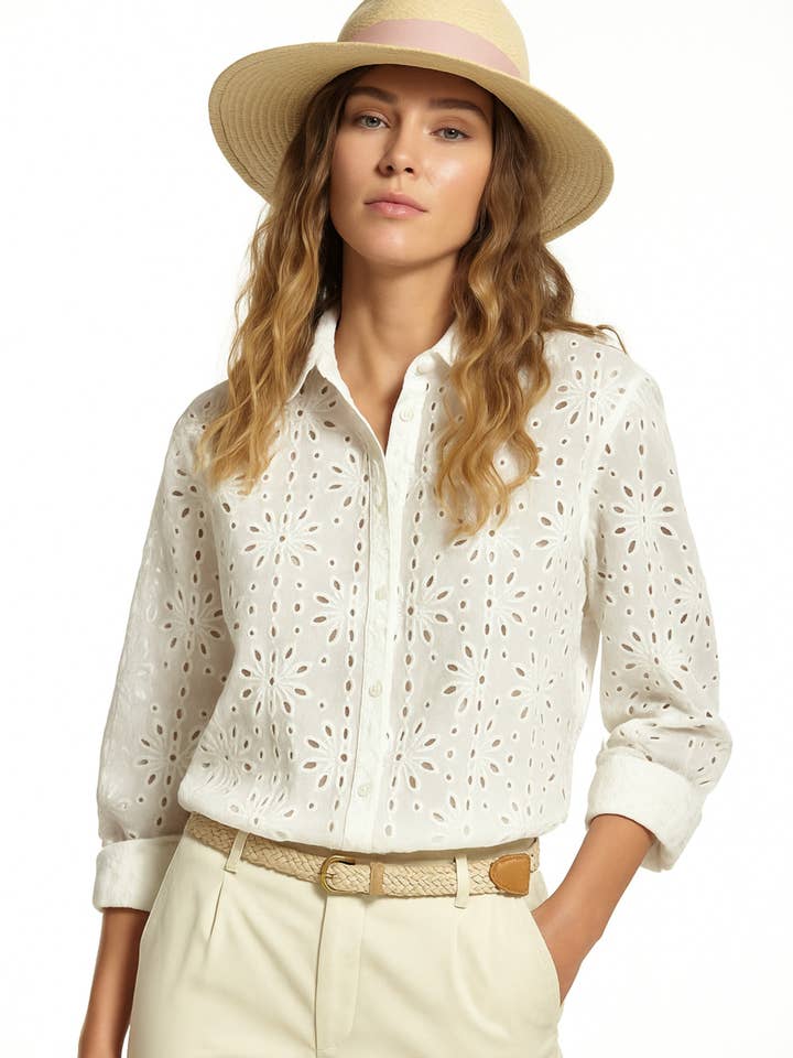 Mendi Perforated Cotton Shirt for wholesale by OKY