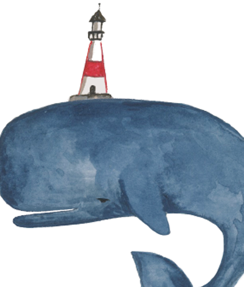 Jessica Frasz Studio - Venta al por mayor Tarjetas de cumpleaños - Tarjeta de felicitación de cumpleaños con forma de ballena y faro/costa2