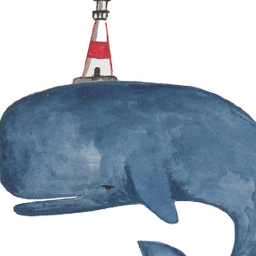 Jessica Frasz Studio – postal de parabéns por atacado – Baleia e faro/ Cartão de Aniversário Costeiro2