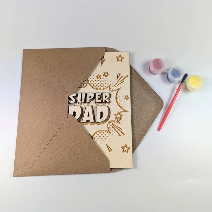 Chikai Shop - Wholesale DIY craft kit - DIY Father's Day card wood with paint and brush dads gift8
