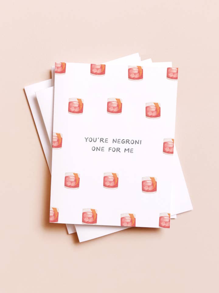 Negroni One — Cocktail Pun Love / Anniversary Card for wholesale by Amy Zhang
