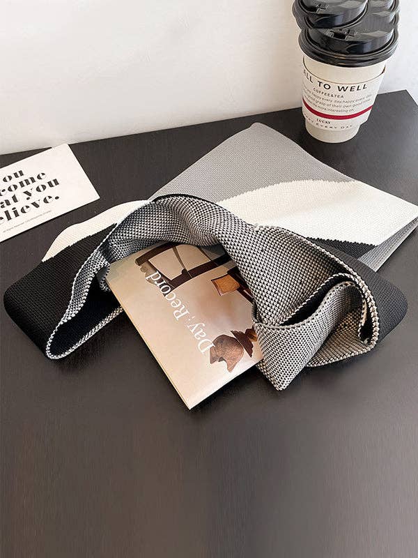 Plush Looks - Wholesale Draagtas - Dames - Geweven tassen en handtassen in contrasterende kleur7