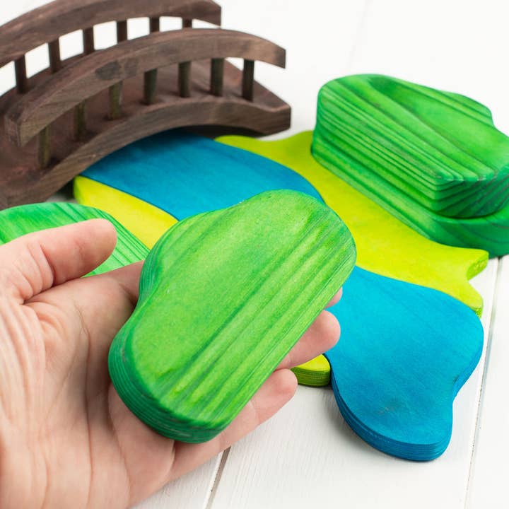 Factory Direct Craft - Venta al por mayor Juguete de madera - Niños - Conjunto de bloques de construcción Montessori de puente de madera 3D sobre el río