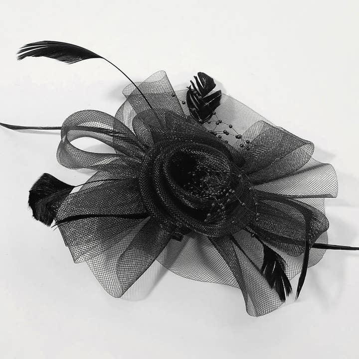 Sensibling Corp. - Wholesale Fascinator Hat - Women's - Flower Feather Pearl Mesh Bow Fascinator / Headband