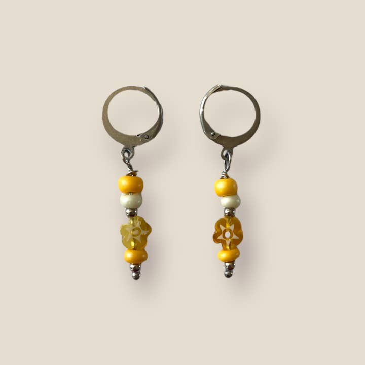 Earrings Lina silver - yellow for wholesale by La Eva Store