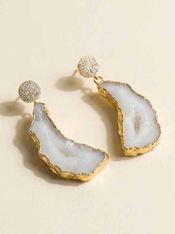 Ivory Agate Earrings for wholesale by Dos Femmes