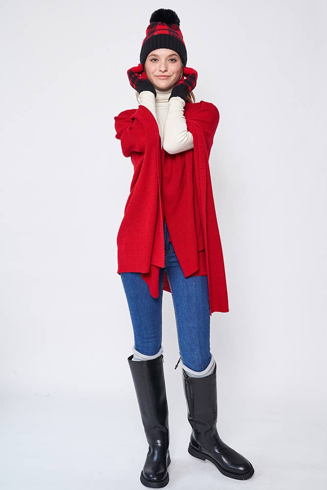 Hana - Venta al por mayor Poncho - Mujer - Ruana sólida con correa para el hombro31