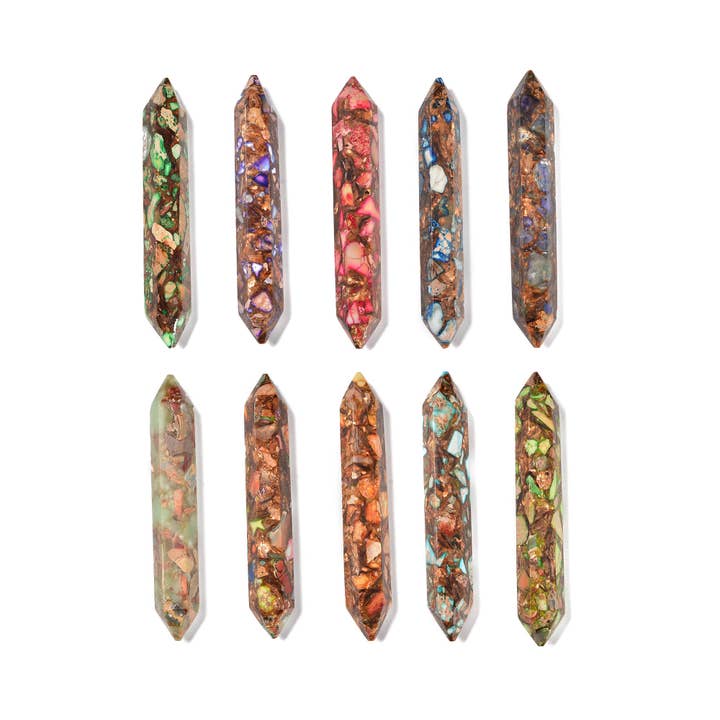 CRCBEADS - Wholesale Spiritual Stone/Crystal - Bronzite Impression Jasper Double Terminated Point Size 4'' Sold by Piece1