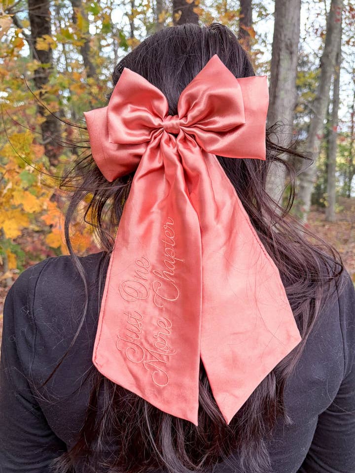 One More Chapter Hair Bow Clip | Bookish Satin Bow for wholesale by Blissfully Bookish Company