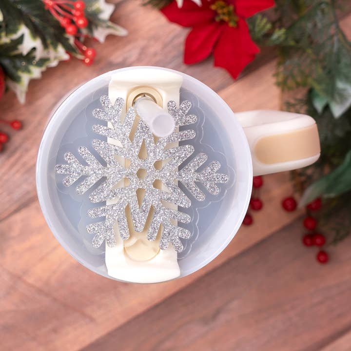 Snowflake Tumbler Drink Christmas Accessory Drink Topper for wholesale by Festive Gal