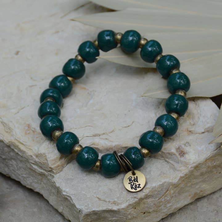 Teal | Bel Koz Round Clay Bead Bracelet for wholesale by Bel Koz Haiti