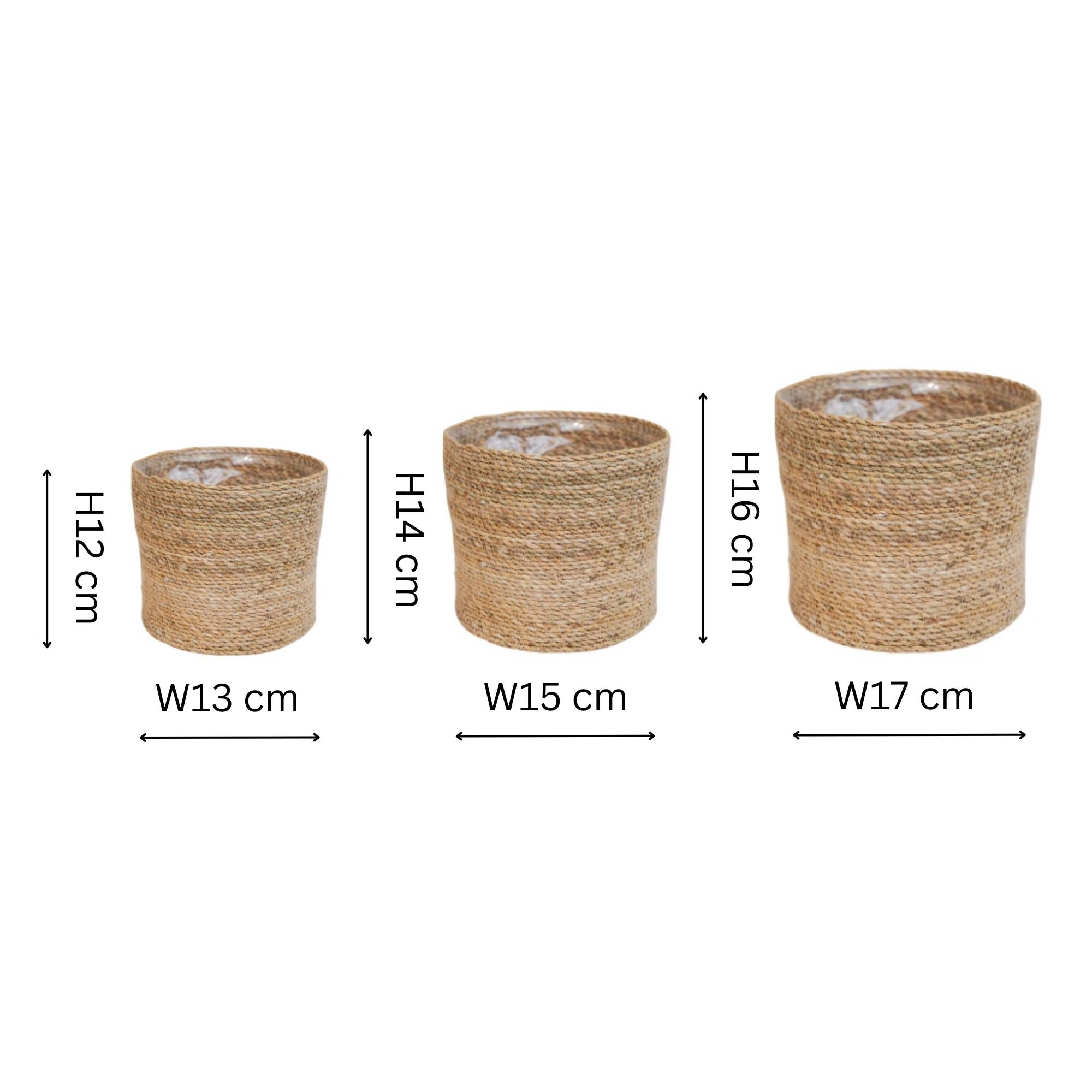 Ivyline - Wholesale Plant Pot - Theo Seagrass Lined Indoor Basket Planter Set of 34