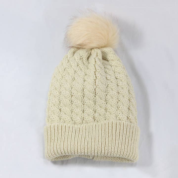 MKS America - Wholesale Beanie - Women's - Twist satin-lined removable pom-pom beanie2
