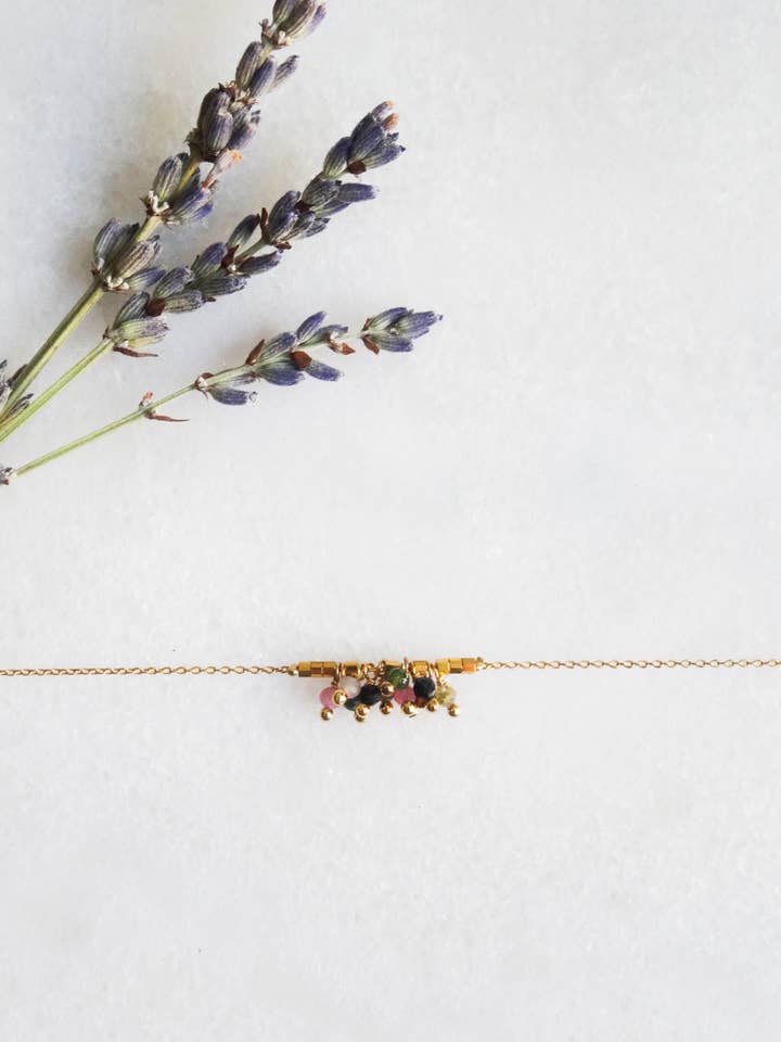 Bracelet Sunset, perles de tourmaline for wholesale by LES TISSAGES DE CAMILLE