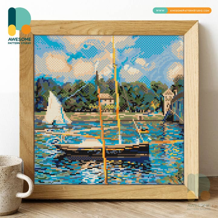 The Bridge at Argenteuil, Diamond Painting Kit - 120x120 for wholesale by Awesome Pattern Studio