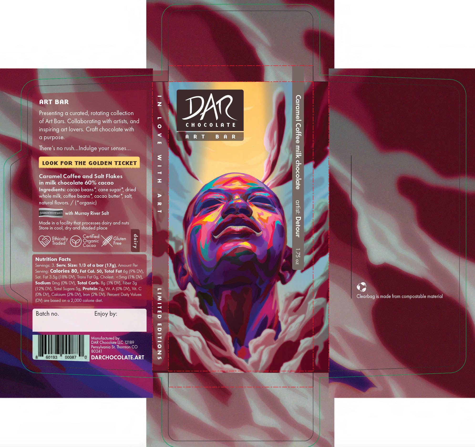 Dar Chocolate - Wholesale Chocolate Bar - Art Bars: Salted Caramel Coffee Milk Chocolate Bar 60% 4