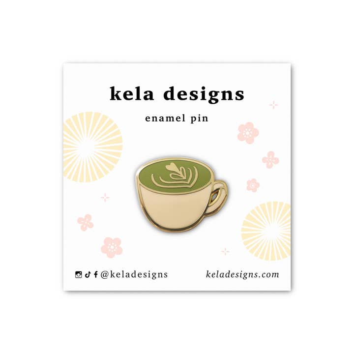 Kela Designs - Wholesale Lapel Pin/Button - Matcha Latte Enamel Pin