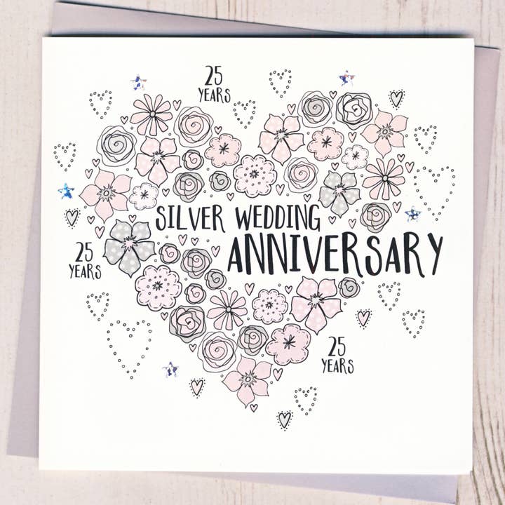 Silver Wedding Anniversary Card for wholesale by Eggbert & Daisy