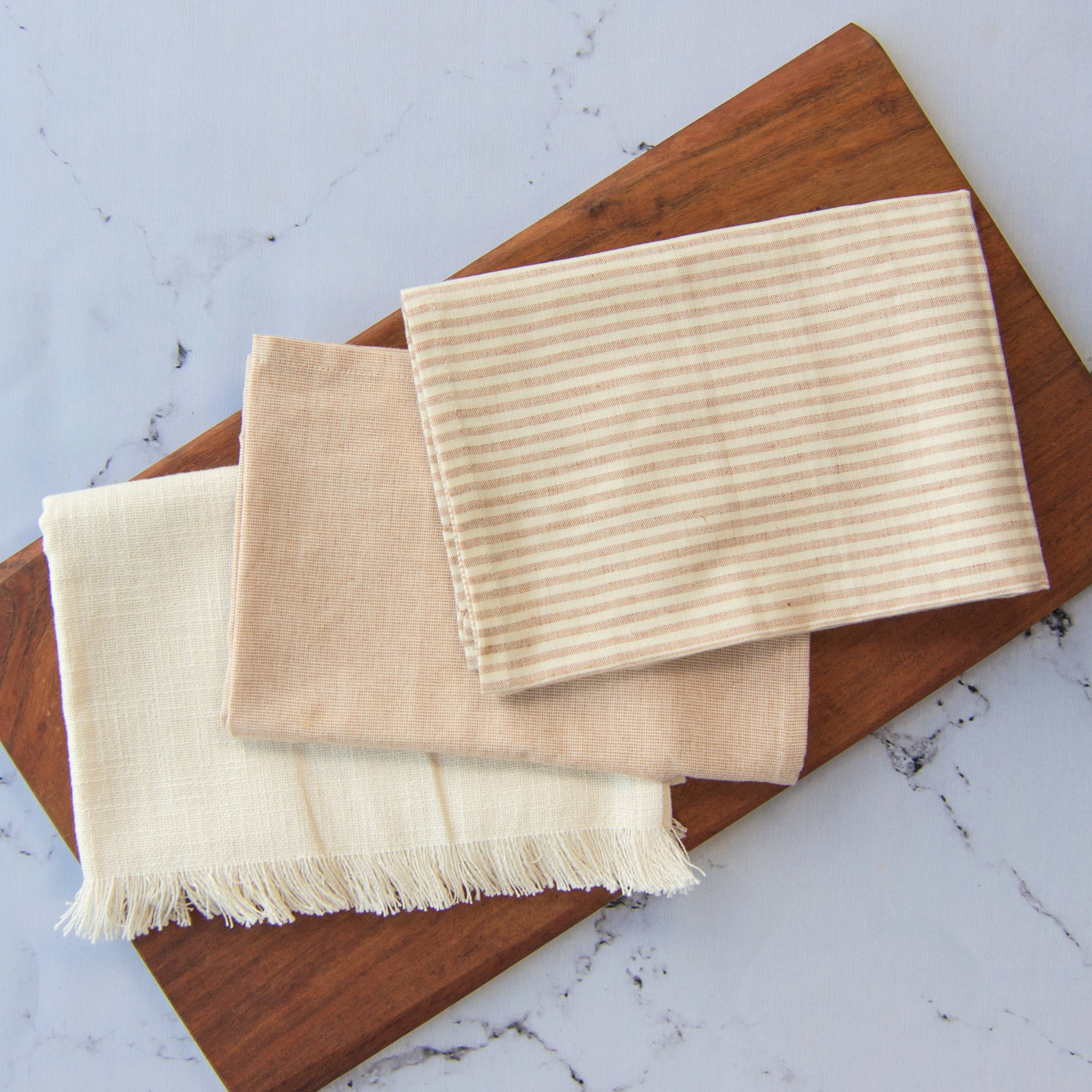 Dunroven House - Wholesale Tea Towel - Everyday Essentials Tea Towel Set - Farmhouse Stripe Natural2