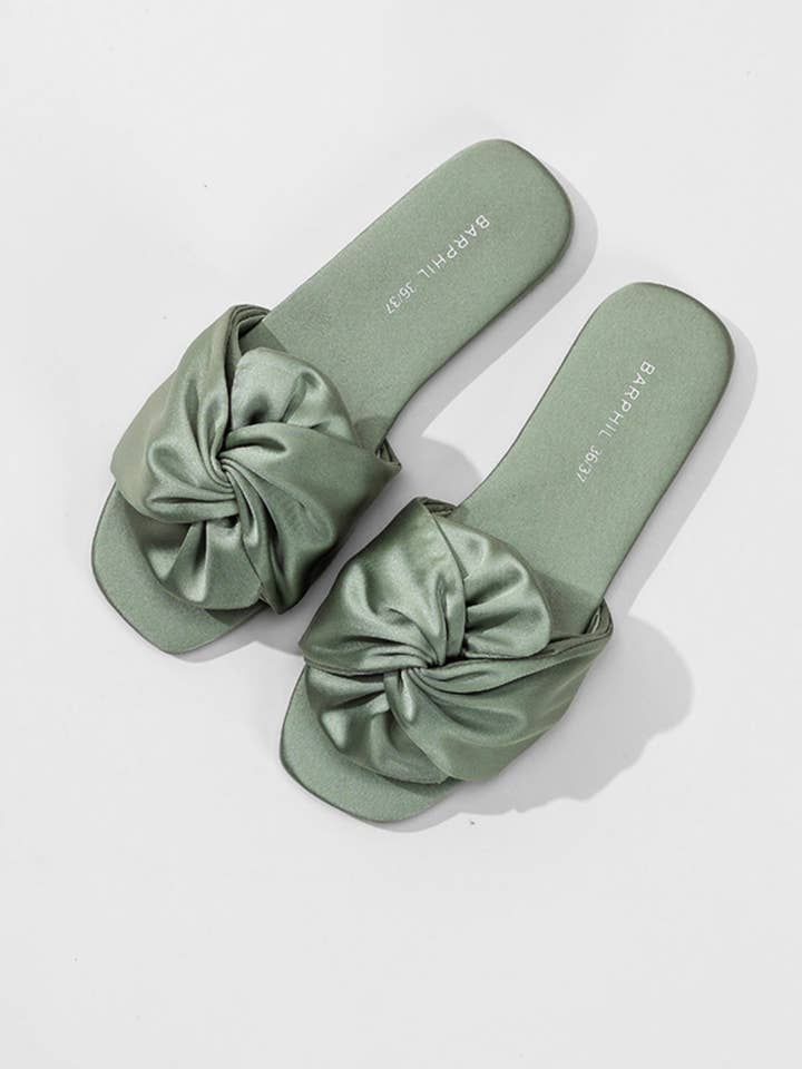 Ulivary - Wholesale Slippers - Women's - Luxury Silky Satin Bow Slippers for Home & Beach Style