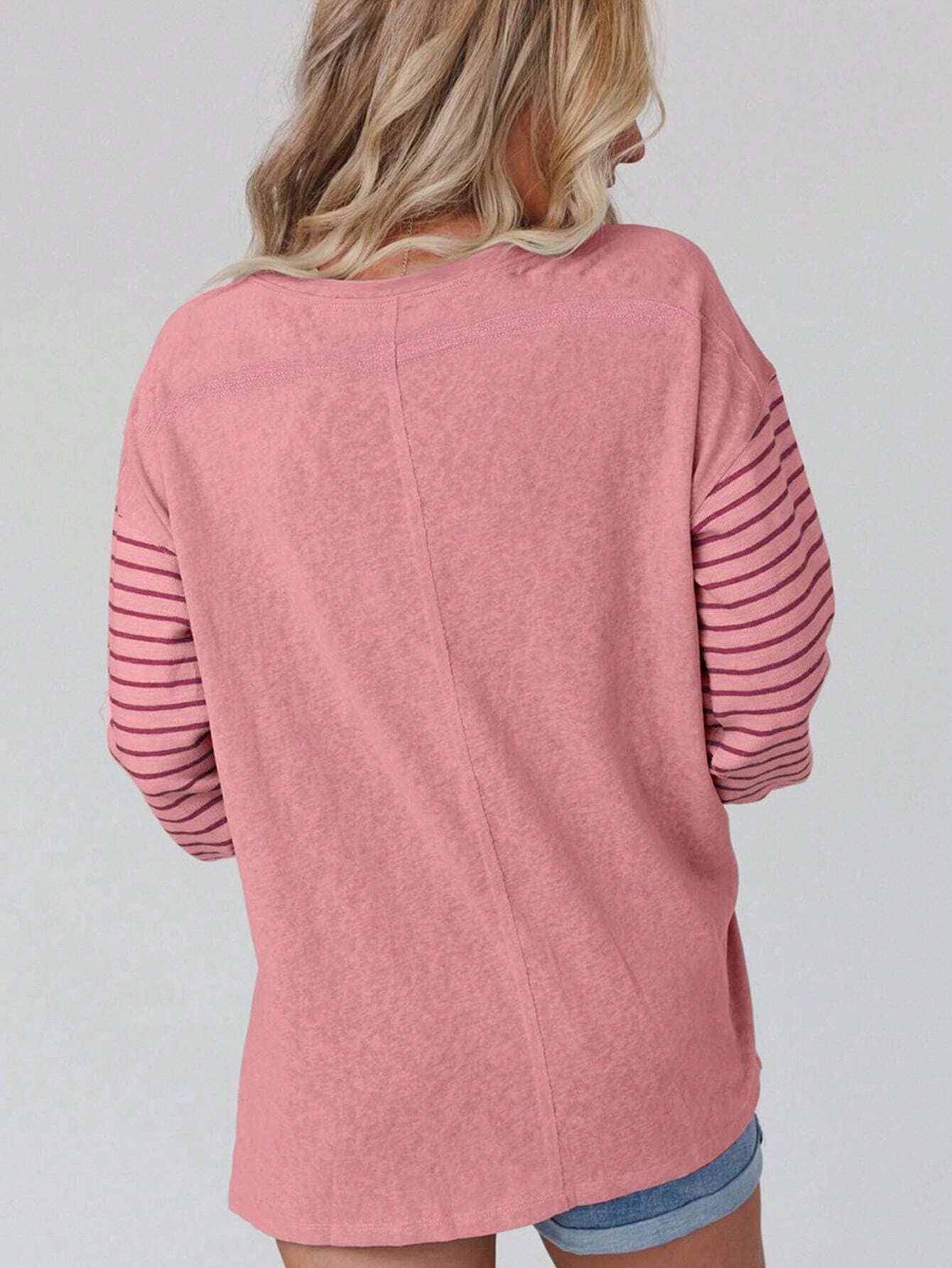 Rosa Clothing - Wholesale Tunic - Women's - Colorblocked sloucy striped long-sleeved top5