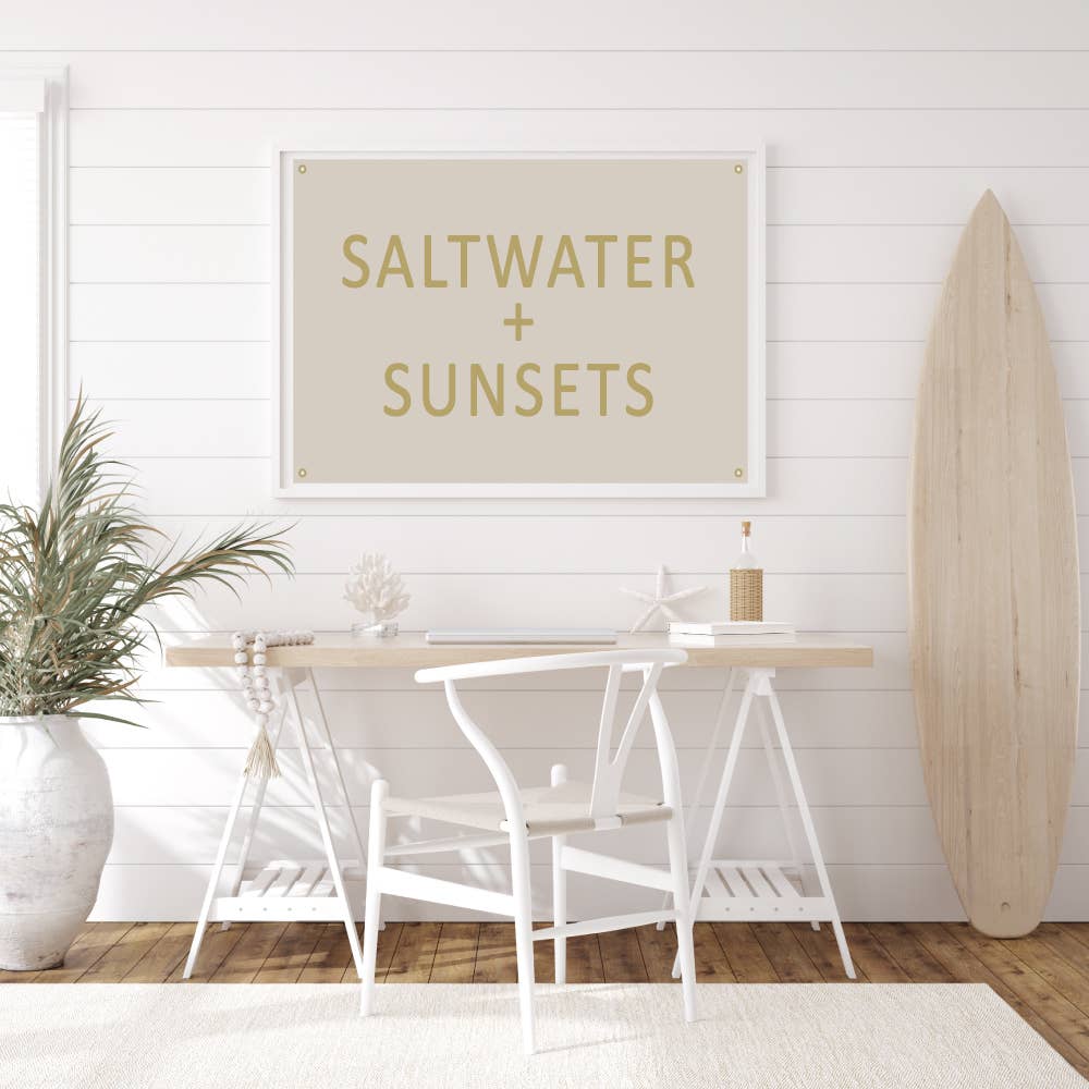 Red Barn Canvas - Wholesale Sign - Saltwater and Sunsets, wall canvas flag1