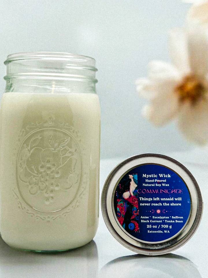 Absinthe au cassis - Cire de soja (Communiquer) - Bougie en pot Mason 25 oz pour la vente par Mystic Wick LLC