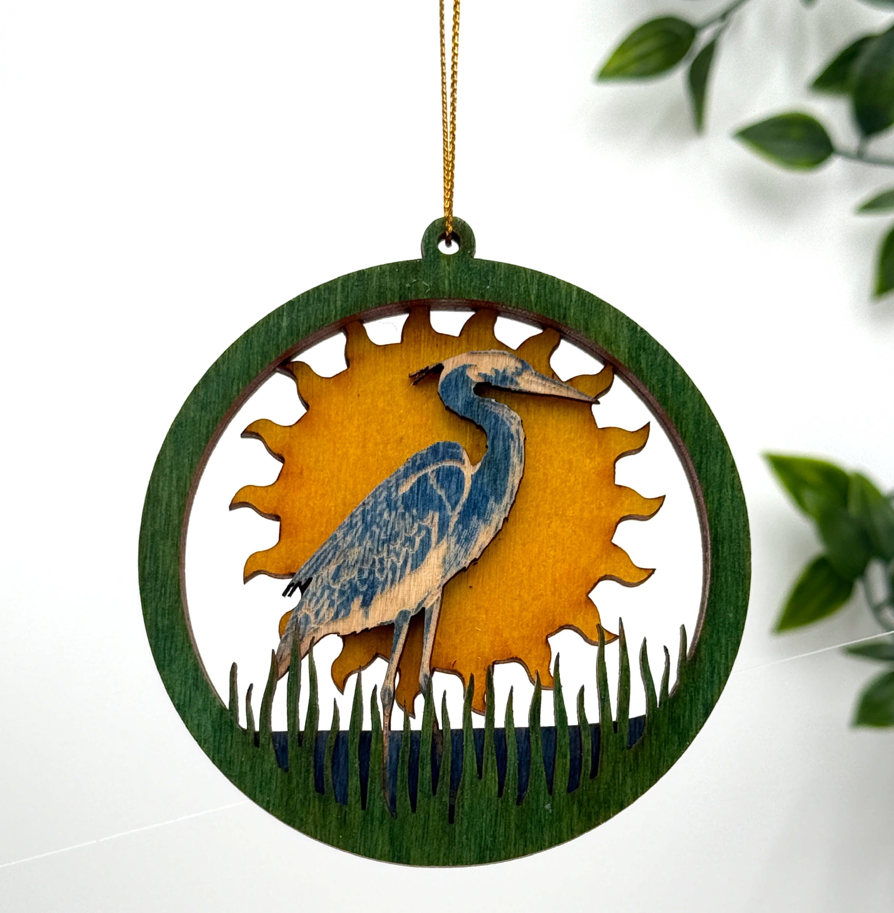 Made and Assembled - Wholesale Ornament - Layered Ornament - Great Blue Heron