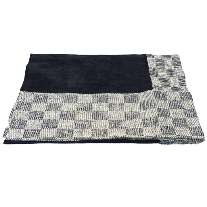 Fluwelen plaid b. lurex van katoen en zijde. Kleur: blauw voor wholesale door Eugenio Vazzano - Fatto in Sicilia