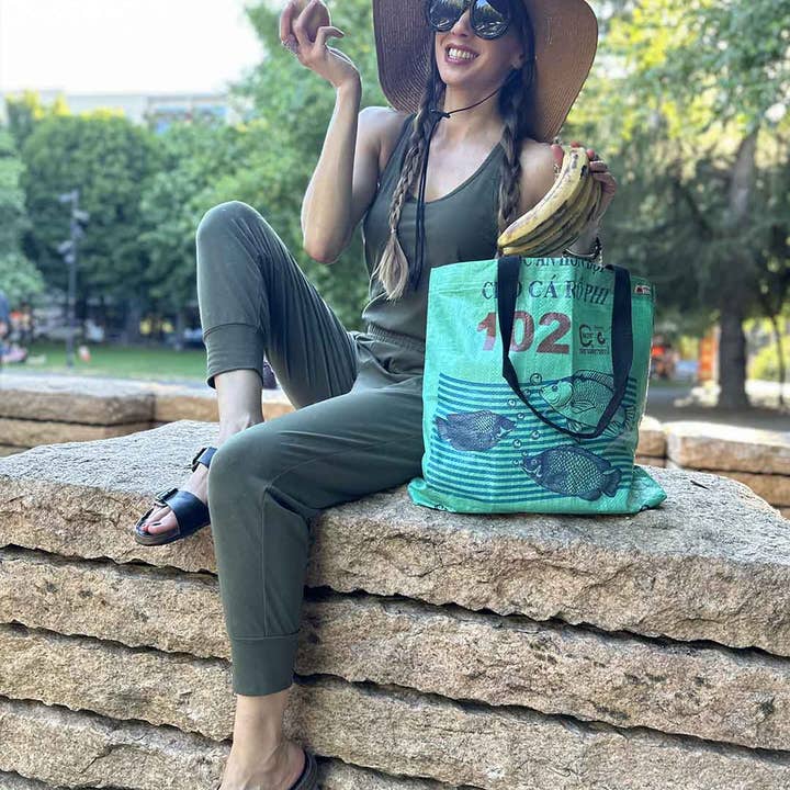 Malia Designs - Wholesale Grocery/Shopping Bag - Green Recycled Shopping Tote - Sustainable Beach Tote2