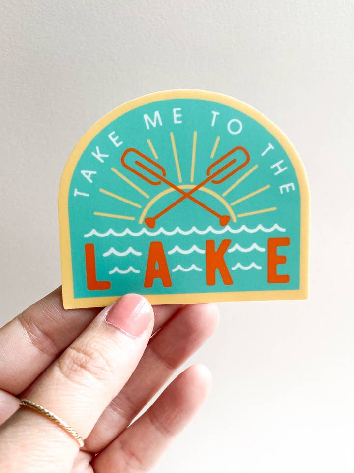 Take Me to the Lake Line Drawn Vinyl Sticker for wholesale by Bottlebrush Graphics
