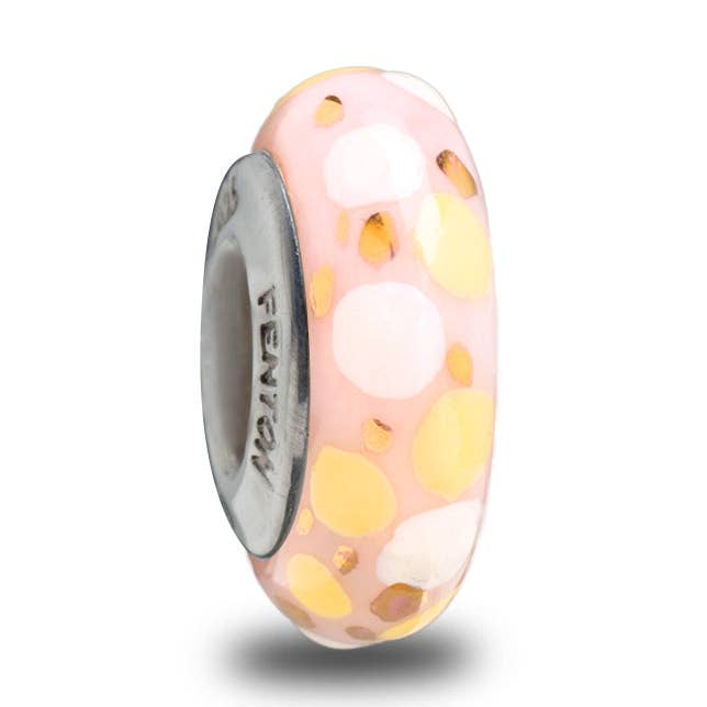 "Pink Confetti Pop" Hand Decorated Spacer Bead for wholesale by Fenton Glass Jewelry